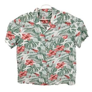 Croft and Barrow Mens Short Sleeve Button Front Floral Hawaiian Shirt Size 2XL